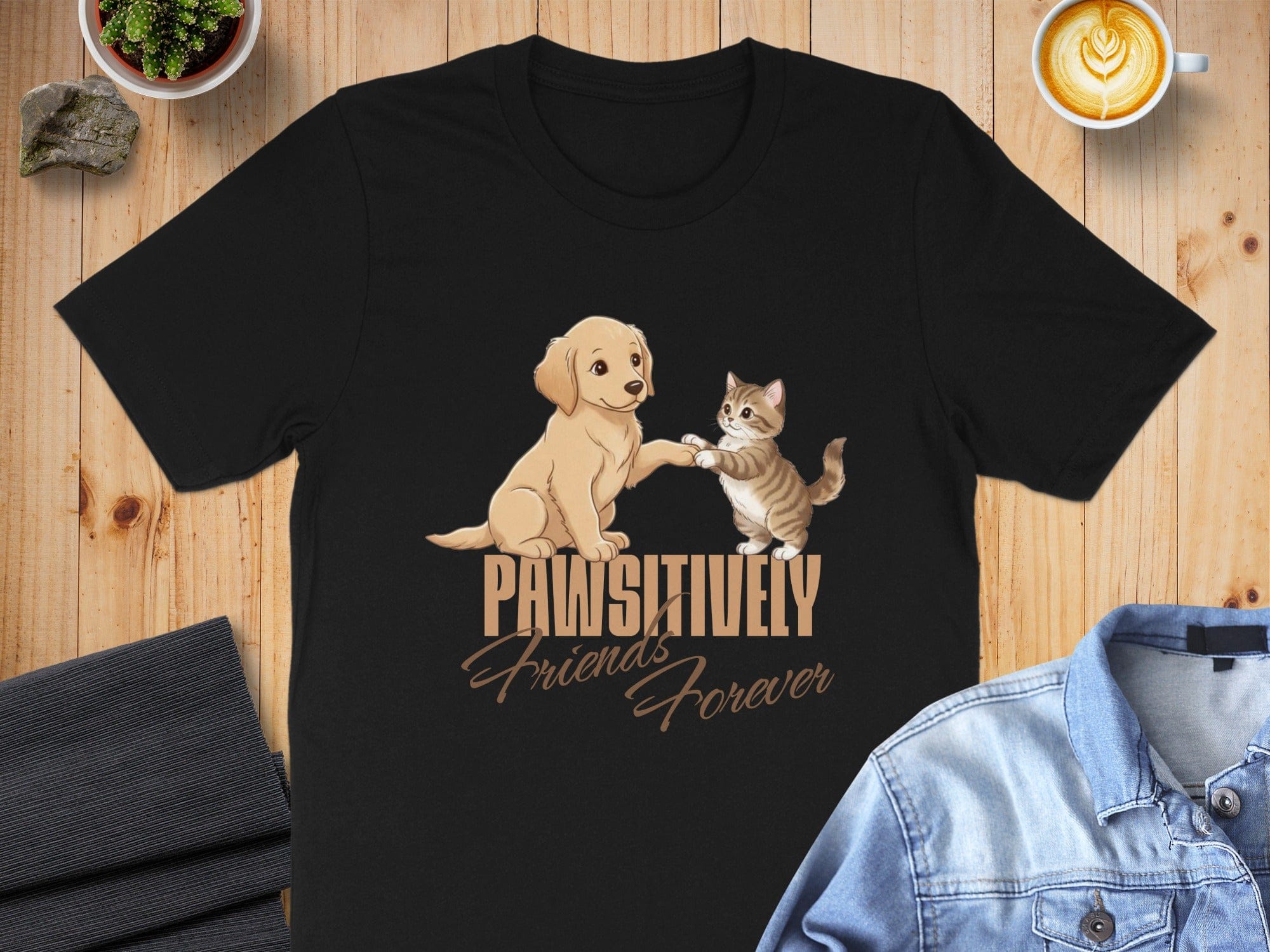 Pawsitively Friends Forever Dog and Cat T-shirt