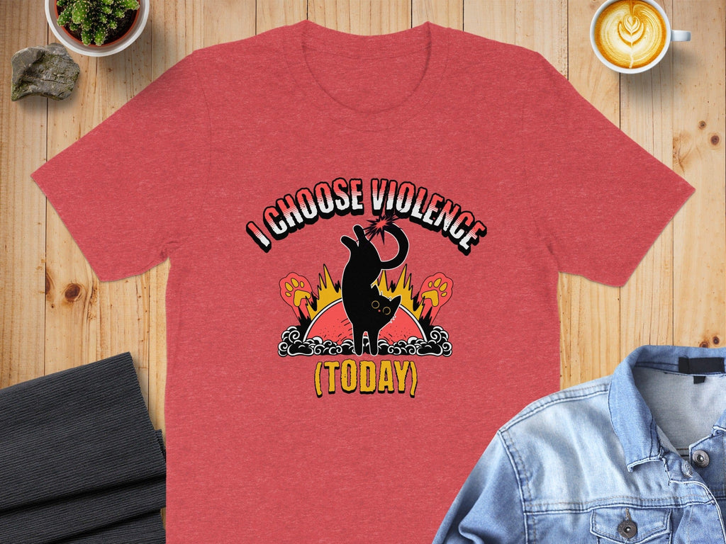 I Choose Violence Today Graphic Cat T-shirt