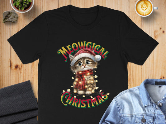 Meowgical Christmas Cute Festive Cat Shirt