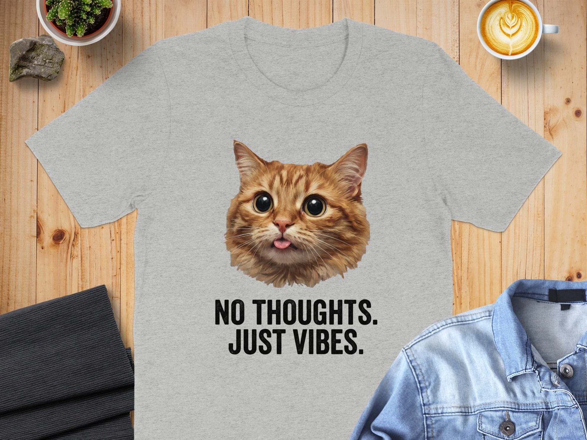 Orange Tabby No Thoughts Just Vibes T-Shirt