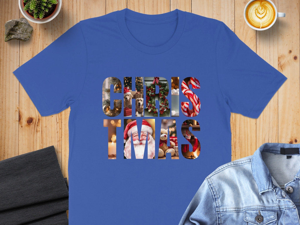Festive Santa and Ornaments Christmas T-shirt