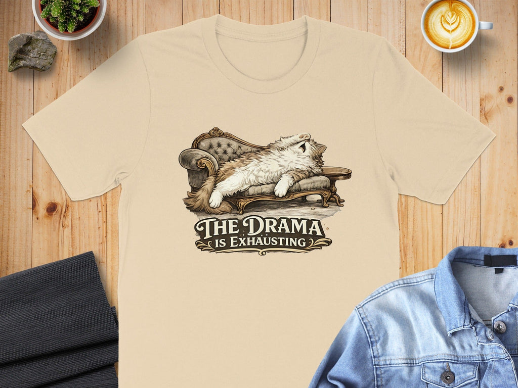 The Drama Is Exhausting Cat Design Graphic T-shirt