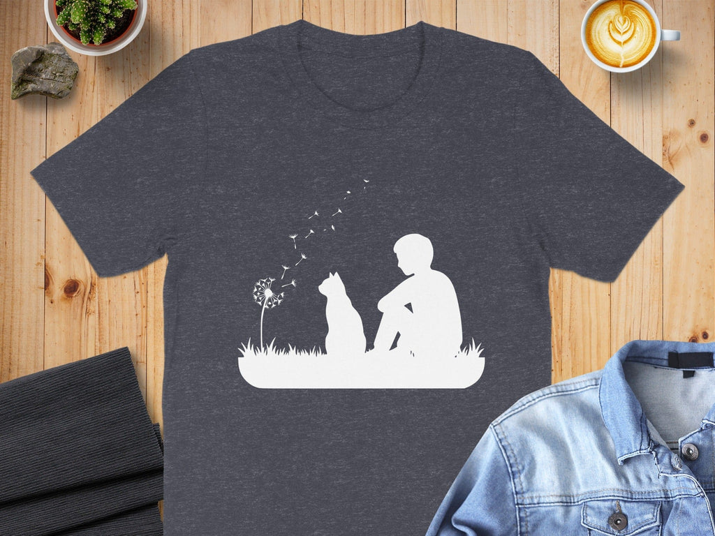 Dandelion Wish with Cat and Child Design Tshirt