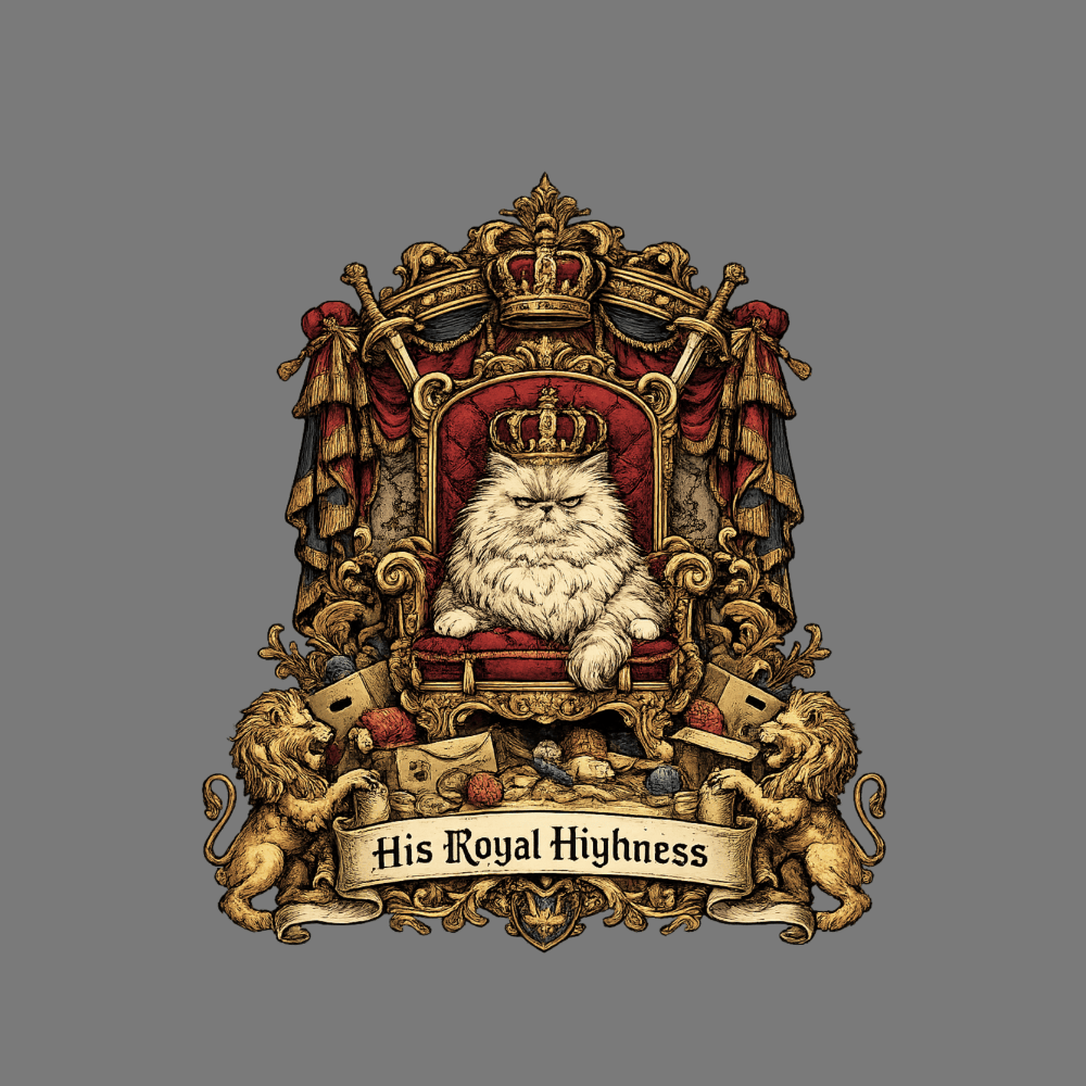 His Royal Hiyhness Cat on Throne Graphic Design