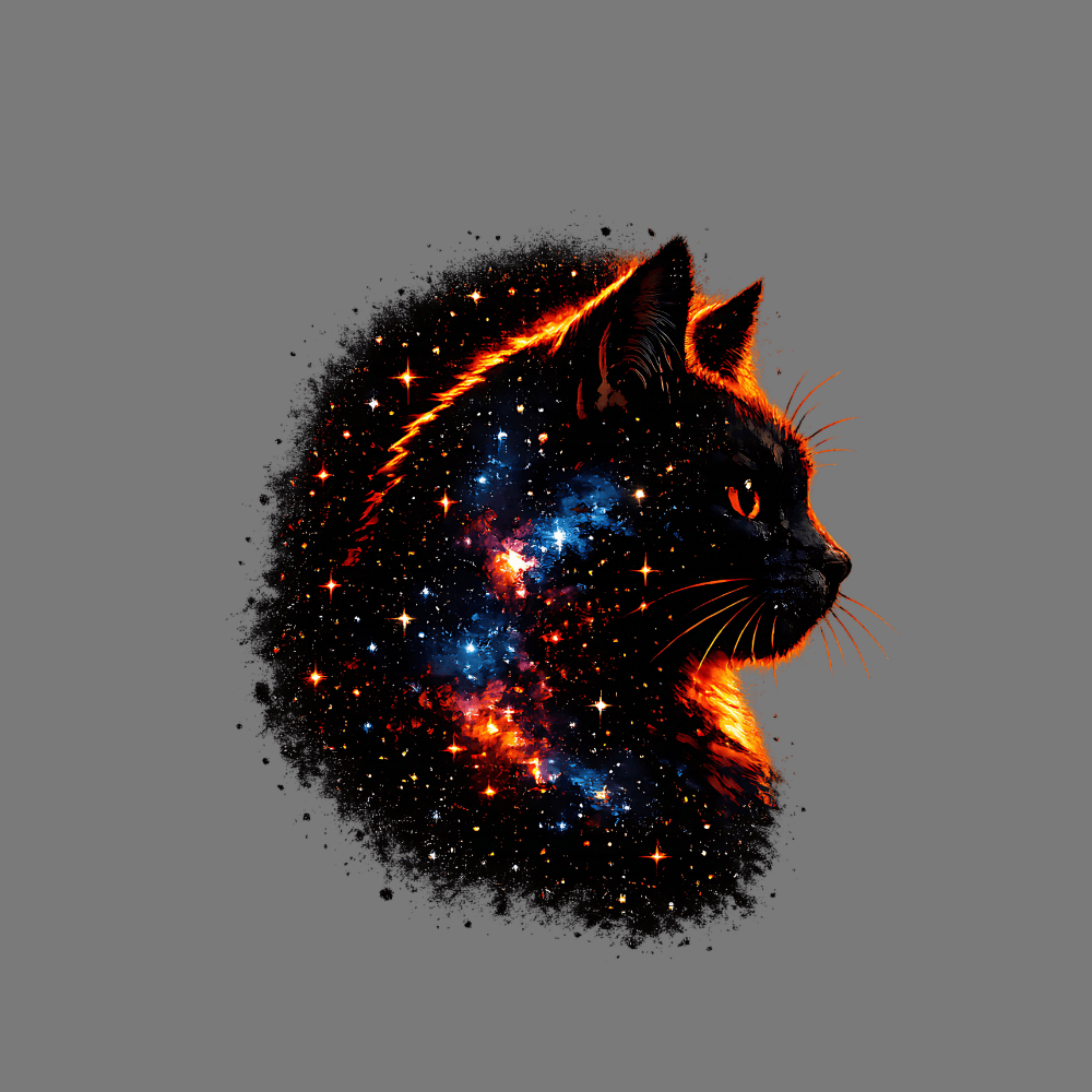 Cosmic Galaxy Cat Art Design for Unique Apparel Product