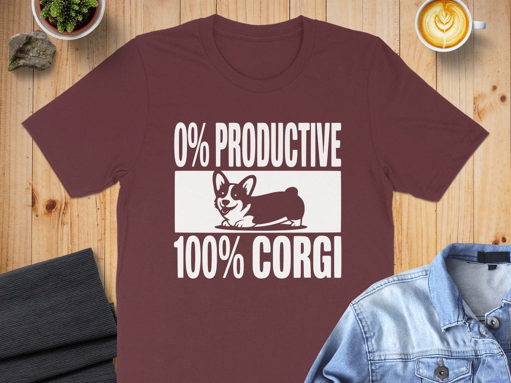 0% Productive 100% Corgi T-shirt for Corgi Lovers