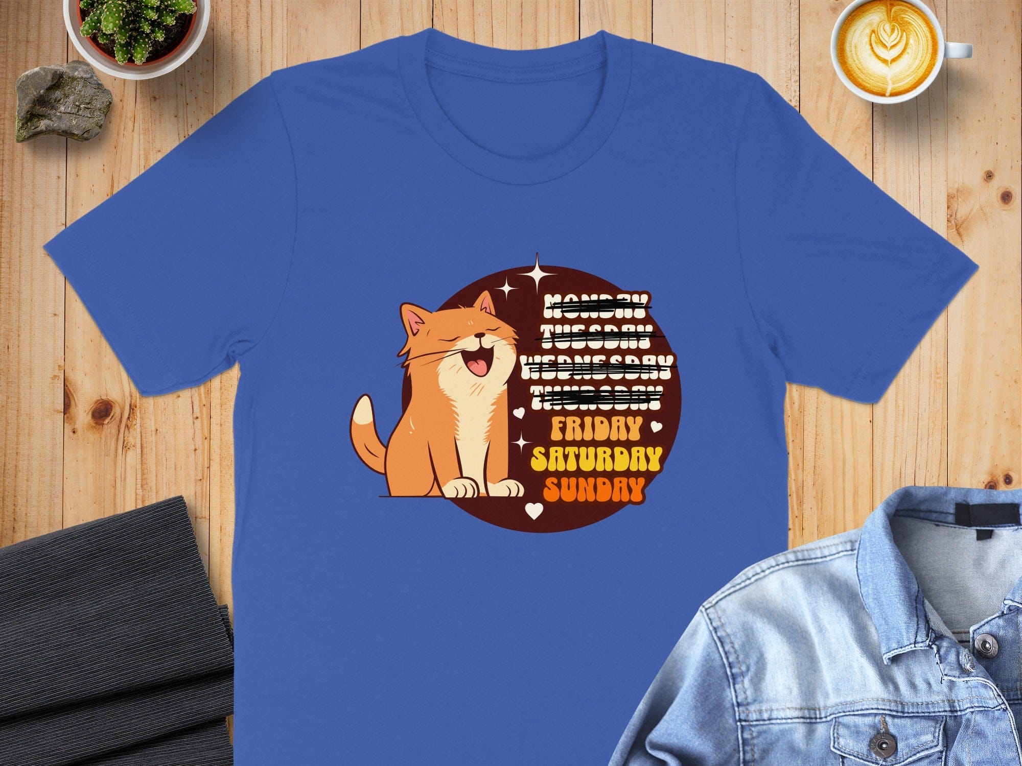 Funny Cat Shirt Monday to Sunday T-Shirt