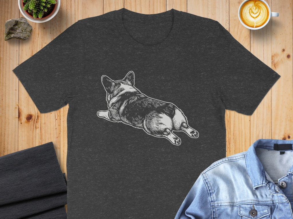 Dog Lover T-Shirt with Relaxed Corgi Illustration Design