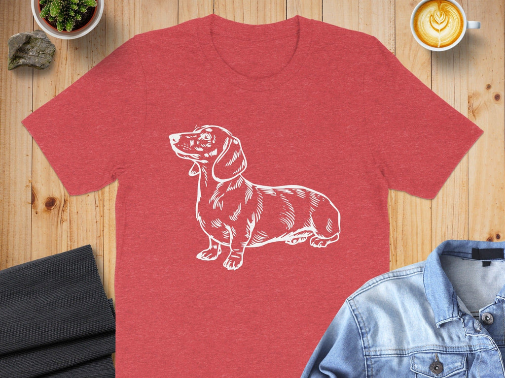 Dachshund Dog Graphic Design Red Short Sleeve T-Shirt