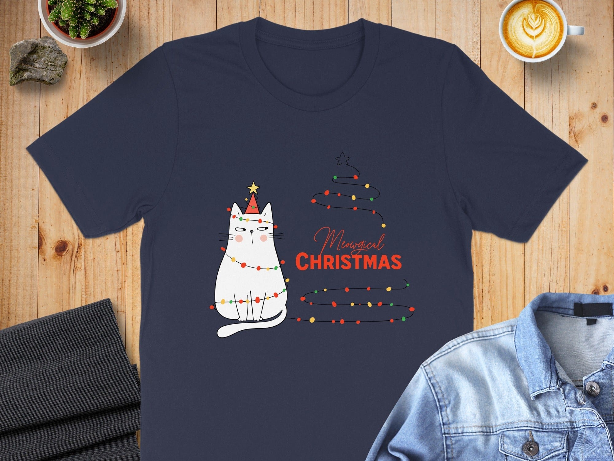 Magical Christmas Cat with Lights T-shirt