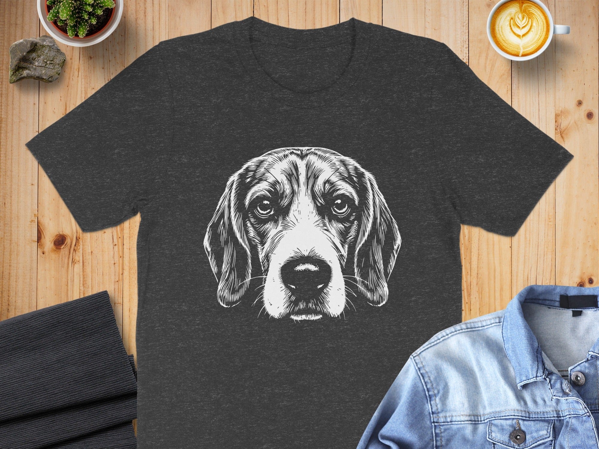 Realistic Dog Illustration on Dark Gray T-shirt