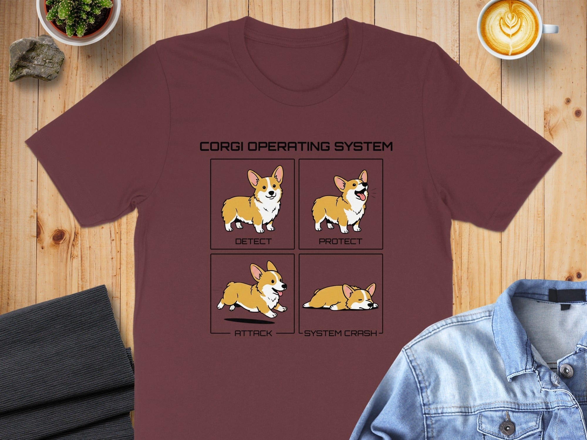Corgi Operating System Detect Protect Attack Crash Shirt