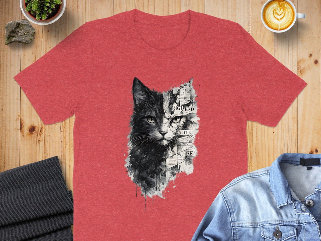 High End Style Cat Graphic Red T-Shirt Product