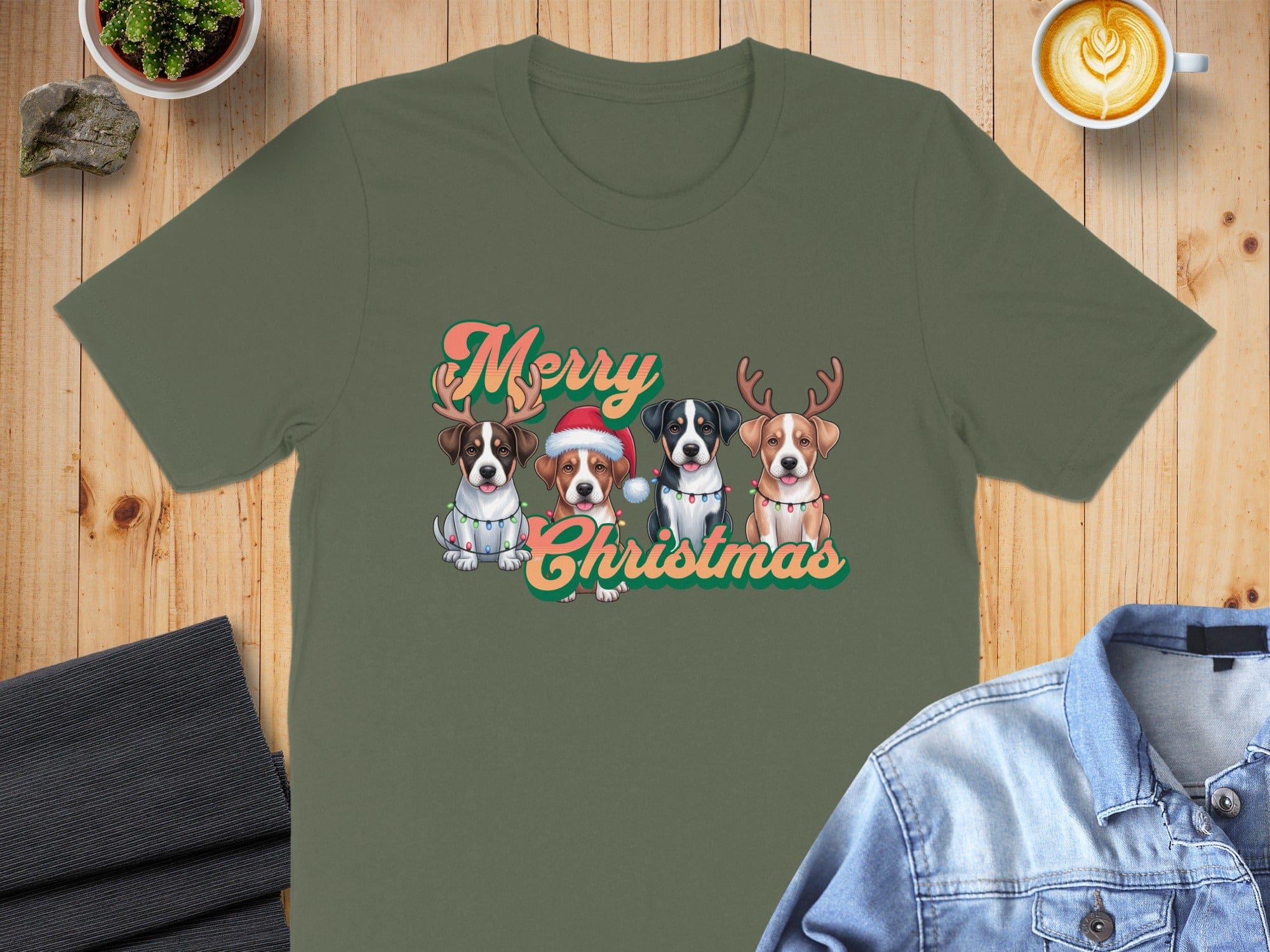 Merry Christmas Cute Dogs T-Shirt for Holiday Fun