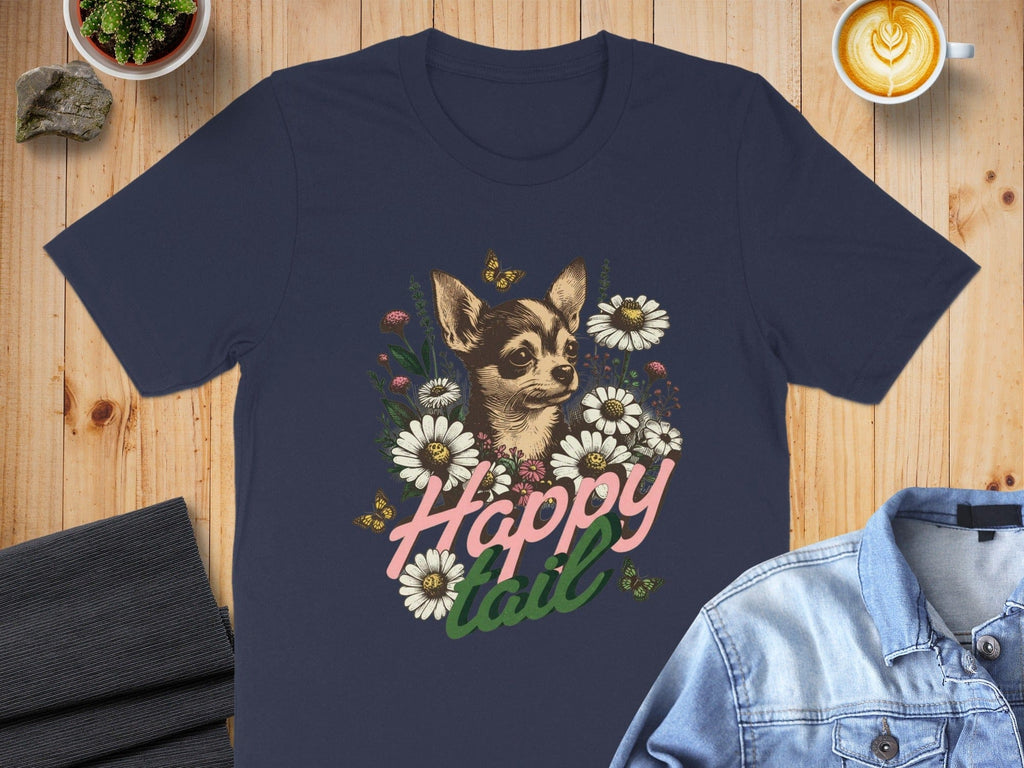 Happy Tail Chihuahua with Flowers and Butterflies Shirt