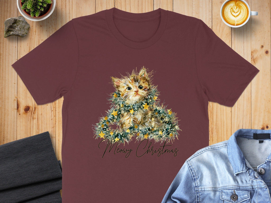 Merry Christmas Cat T-Shirt Festive Holiday Wear