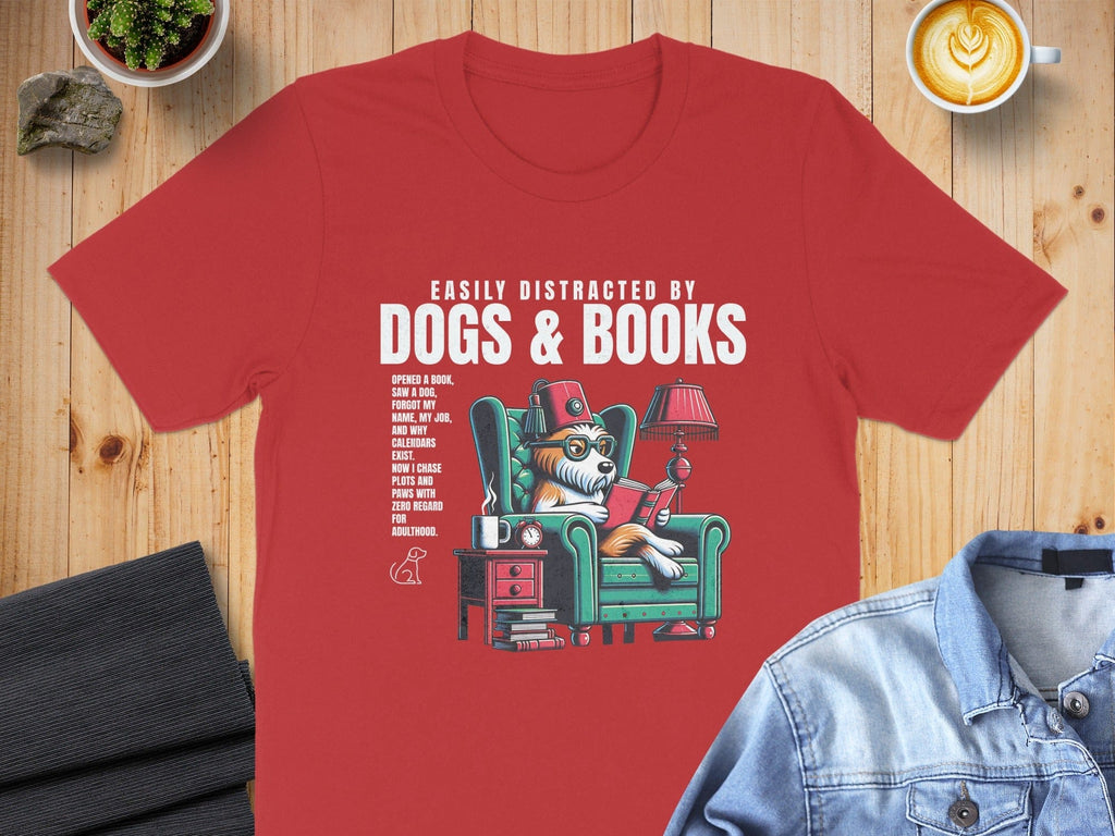 Easily Distracted By Dogs and Books Graphic Tee
