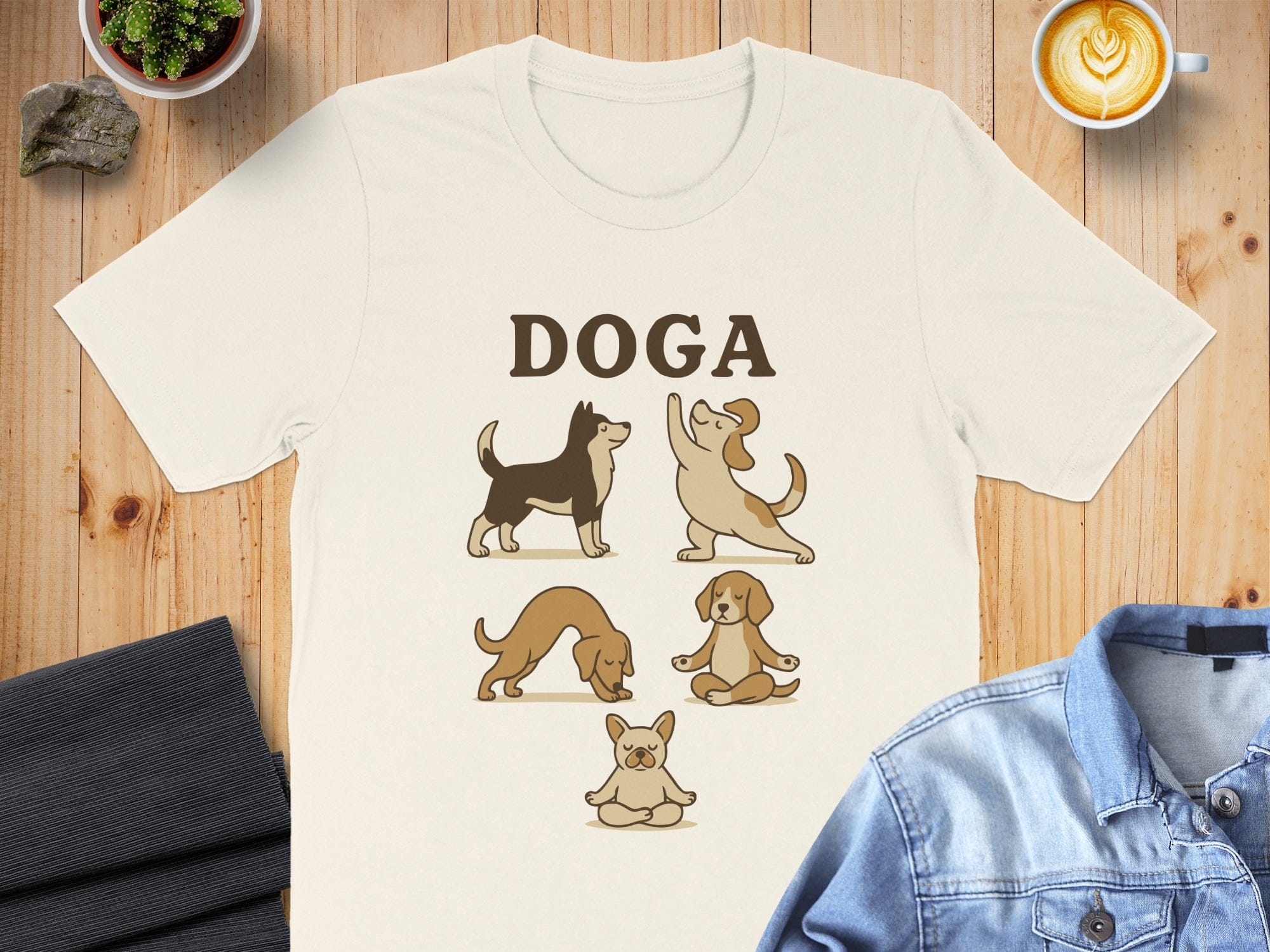 DOGA Cute Canine Yoga Poses Graphic T-Shirt