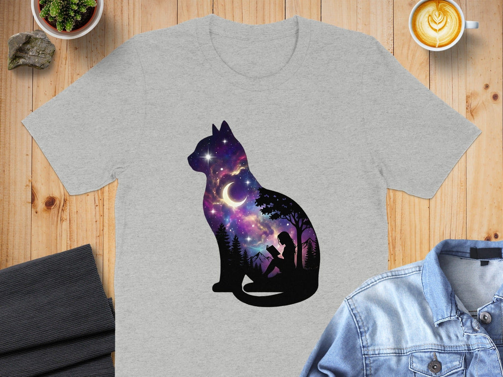 Celestial Cat and Reader Graphic T-Shirt Product