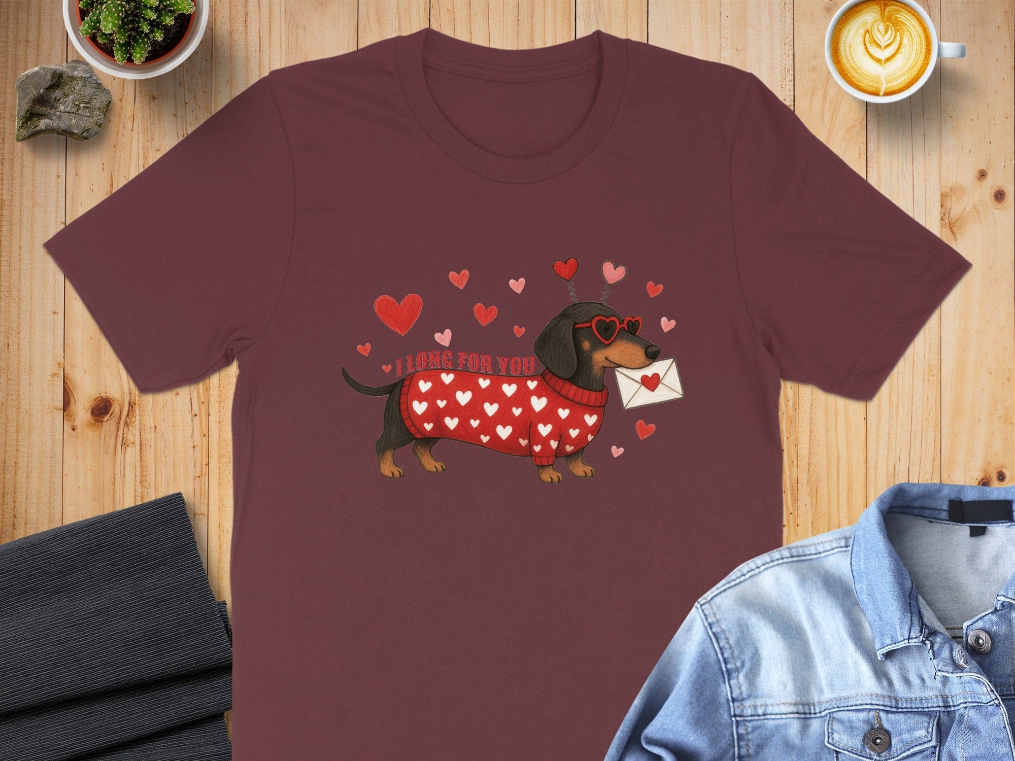 I Long For You Valentine's Hearts Dachshund T-Shirt