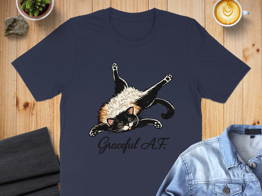 Graceful A.F. Funny Cat Graphic Design T-shirt