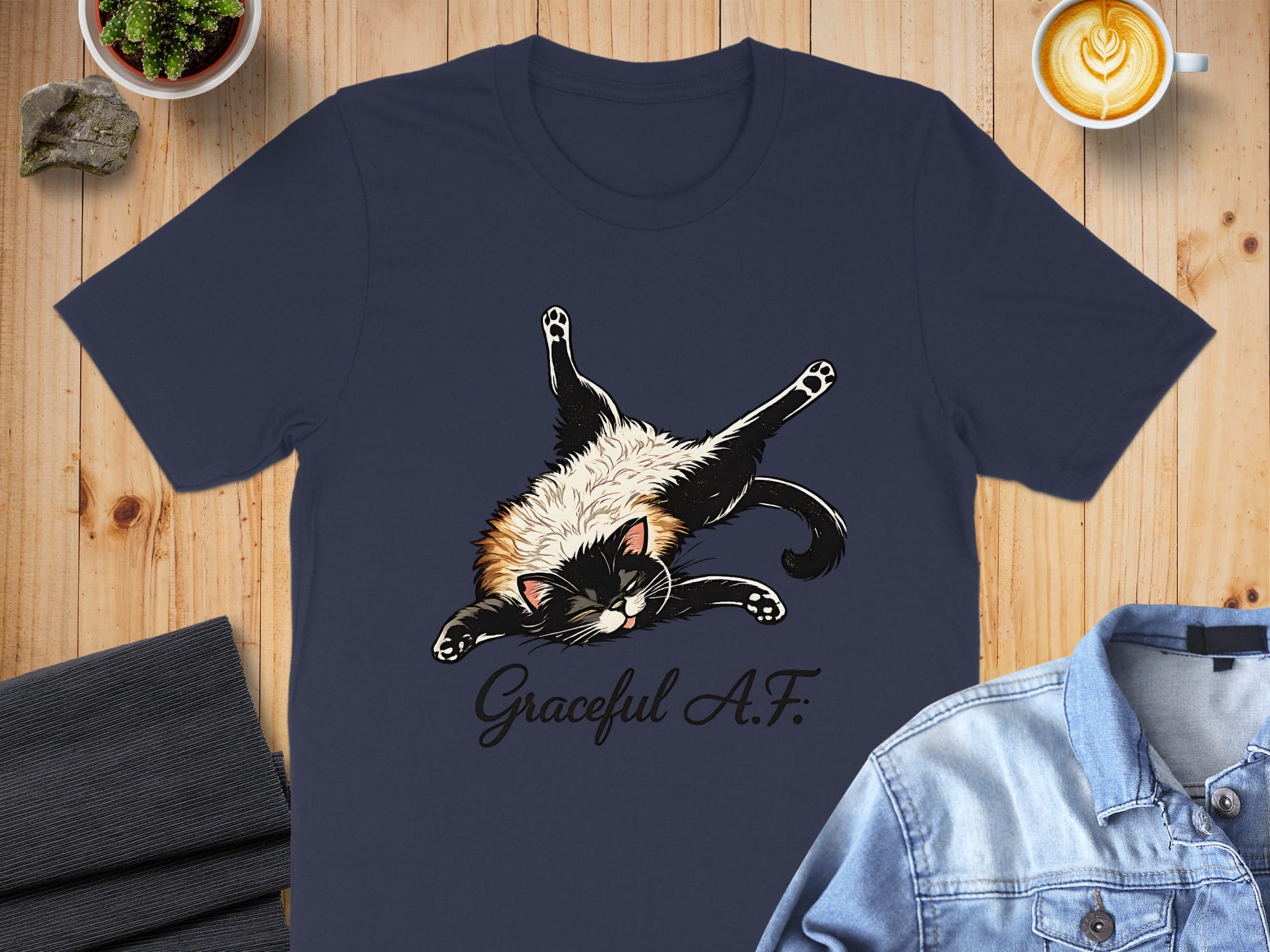 Graceful A.F. Funny Cat Graphic Design T-shirt