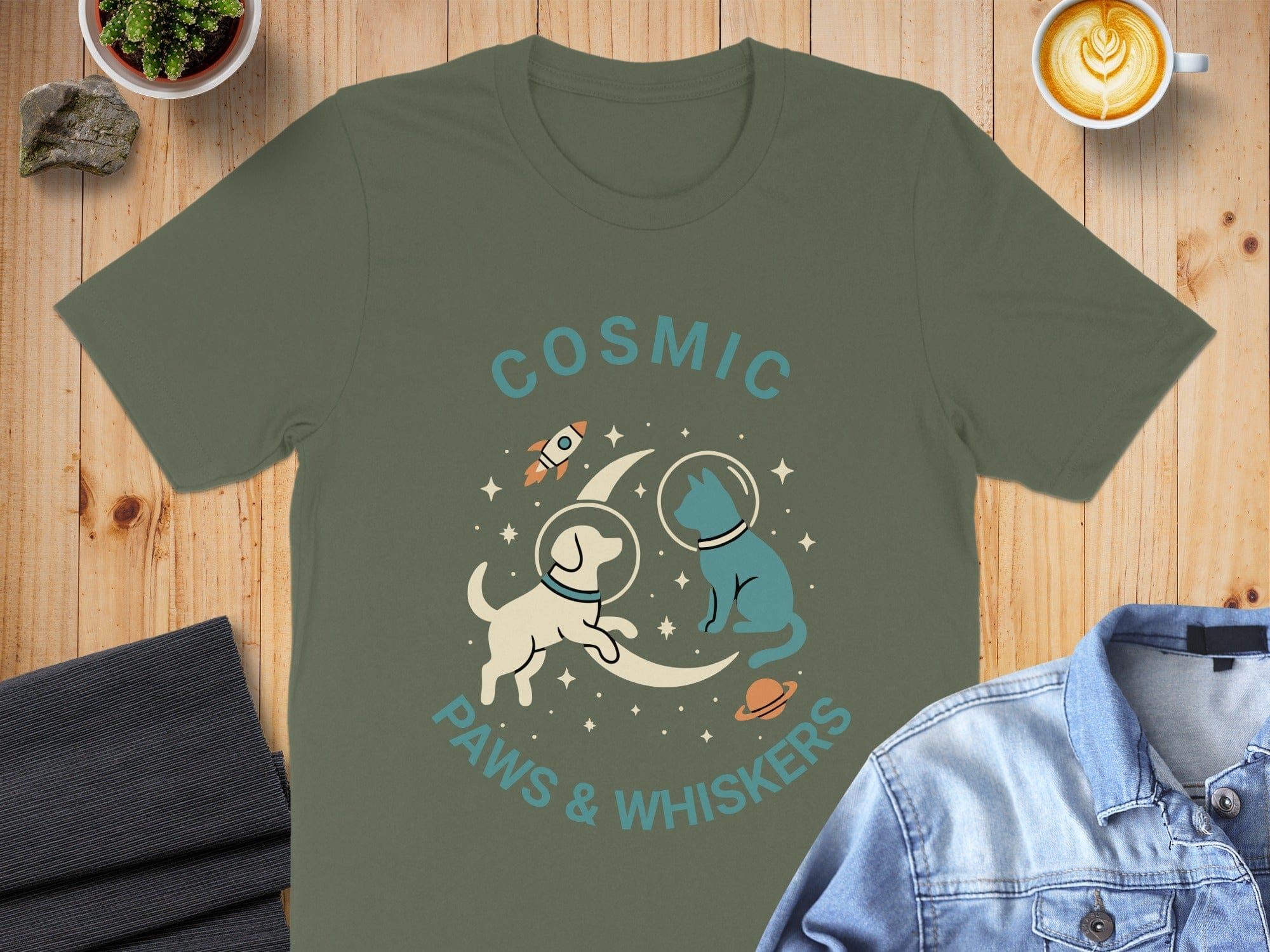 Cosmic Paws and Whiskers Graphic T-Shirt