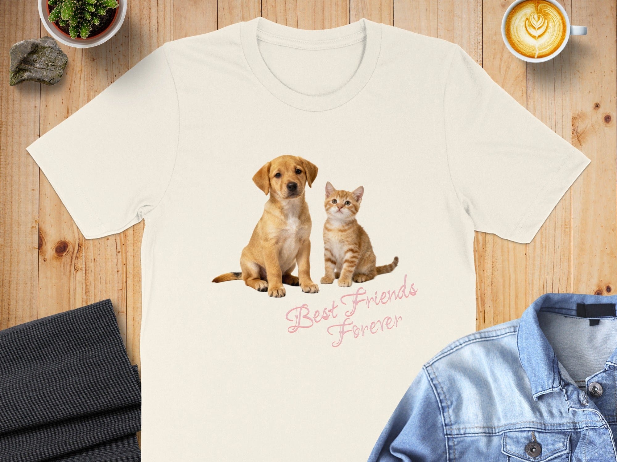Best Friends Forever Dog and Cat Print Shirt