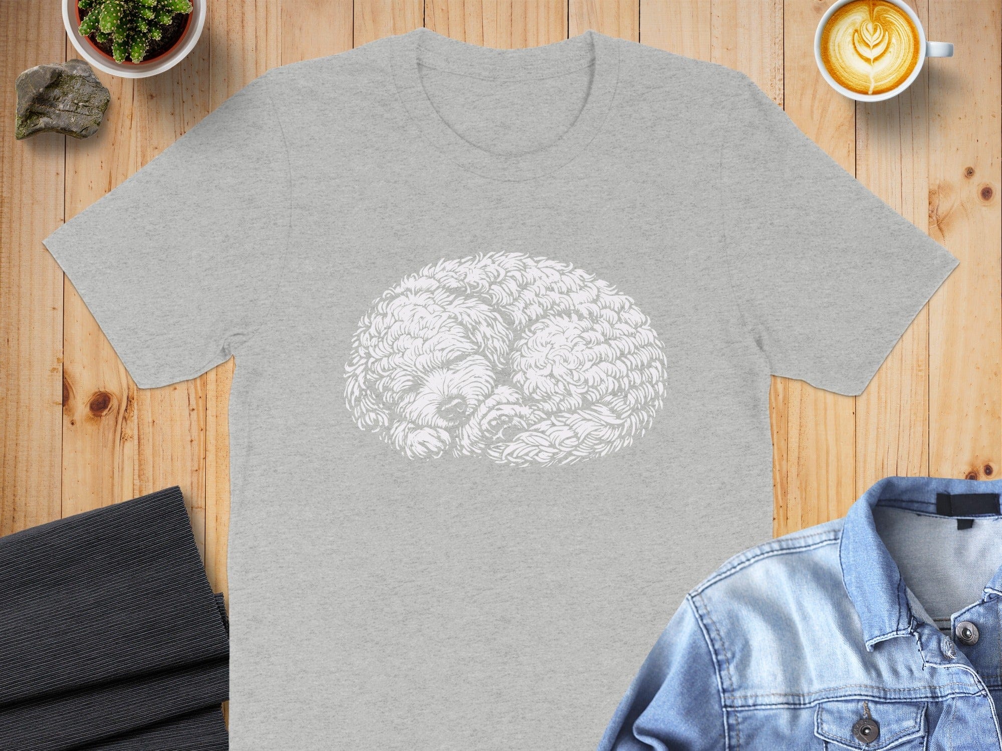 Unique Circular Dog Design on Grey T-Shirt