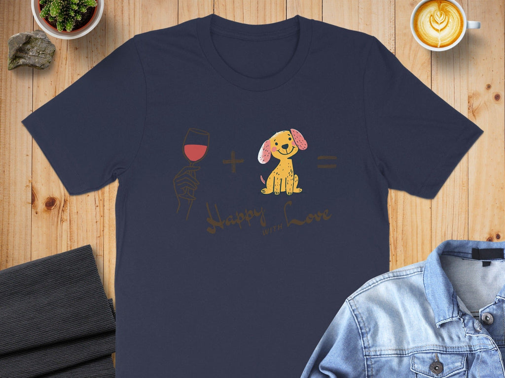 Happy with Love Wine and Dog Themed Shirt