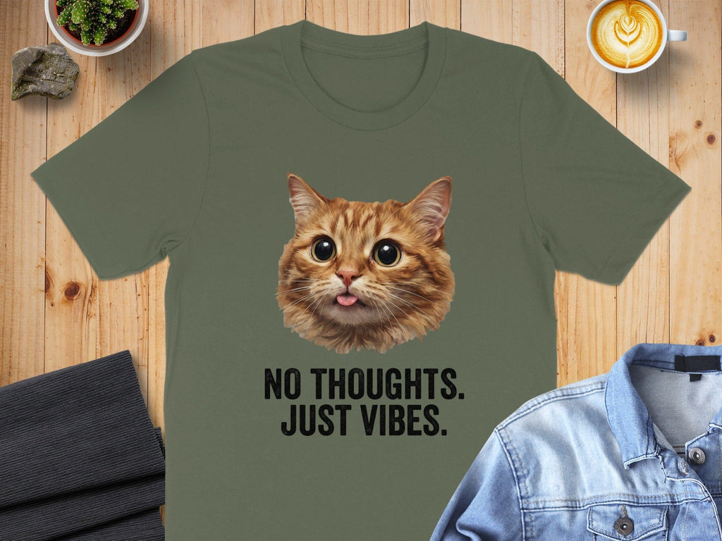 Orange Tabby No Thoughts Just Vibes T-Shirt