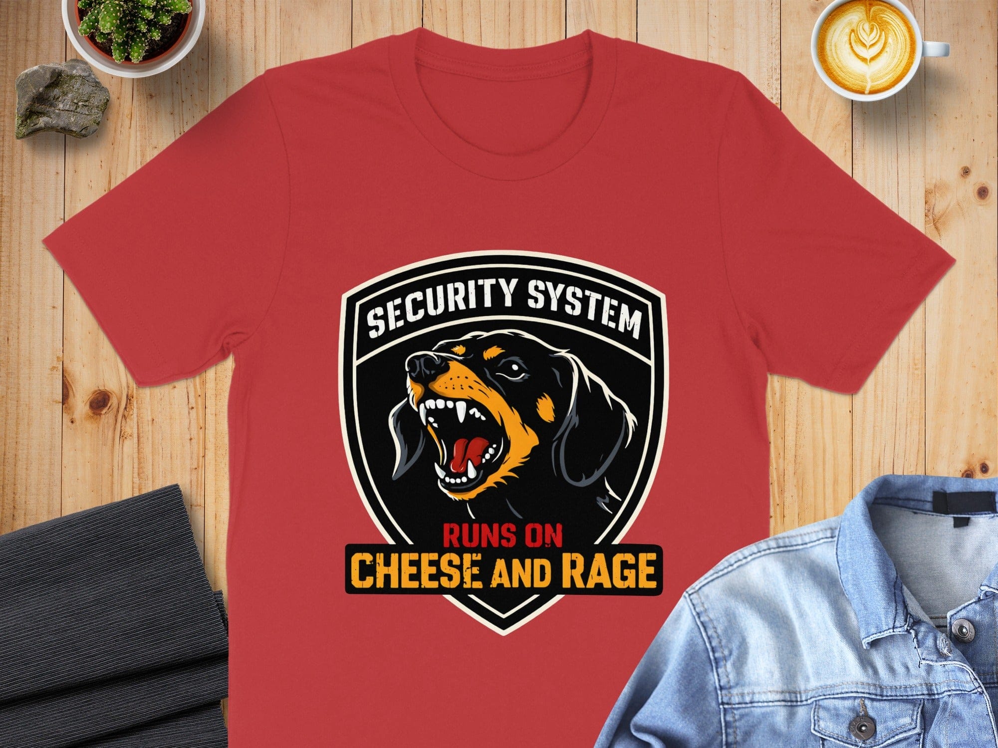Security System Runs On Cheese And Rage T-shirt