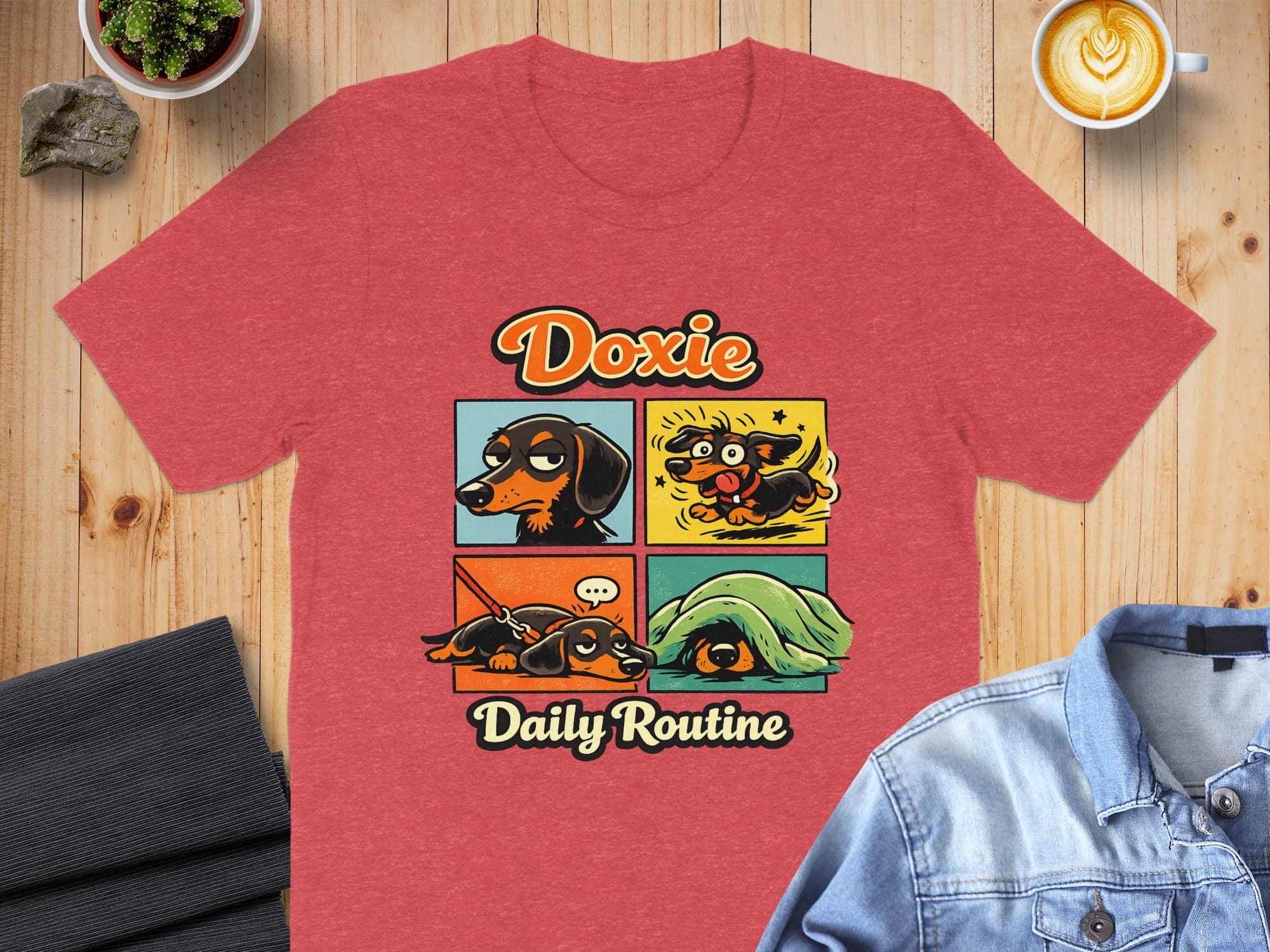 Doxie Daily Routine Graphic Tee for Dog Lovers