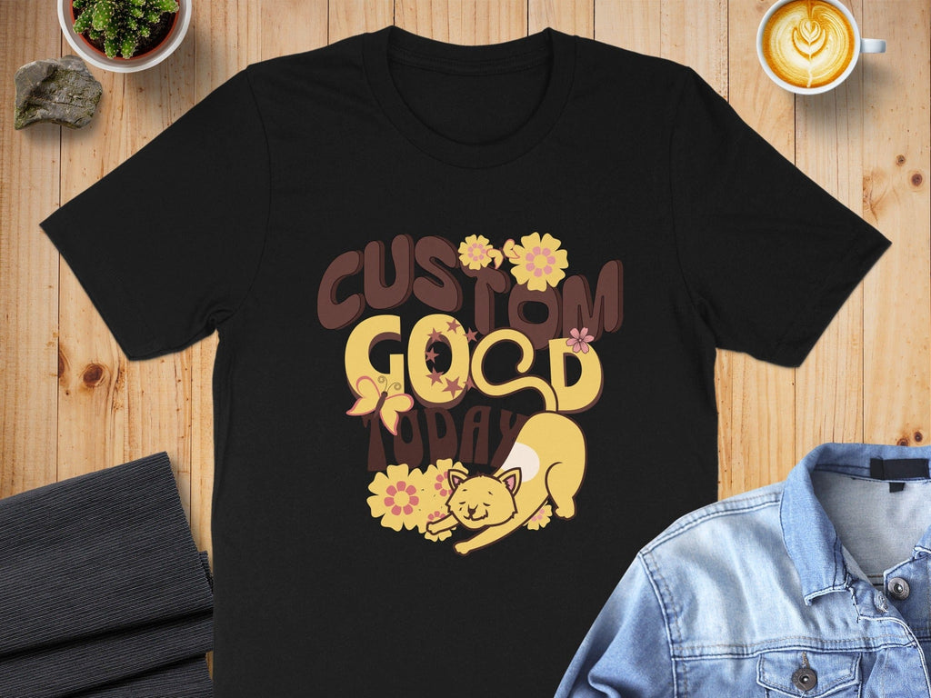 Custom Good Vibes Artistic Cat T-shirt