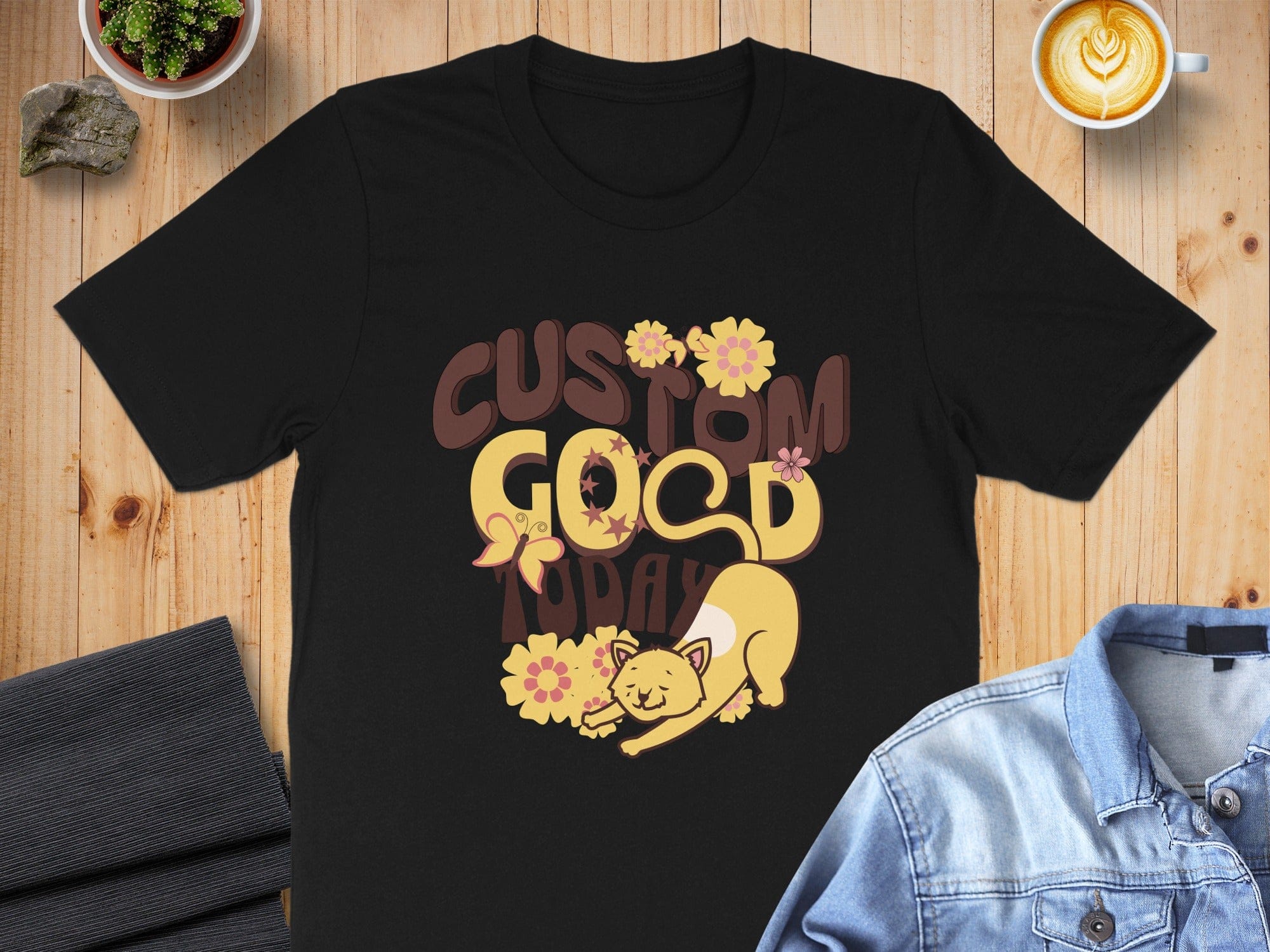 Custom Good Vibes Artistic Cat T-shirt