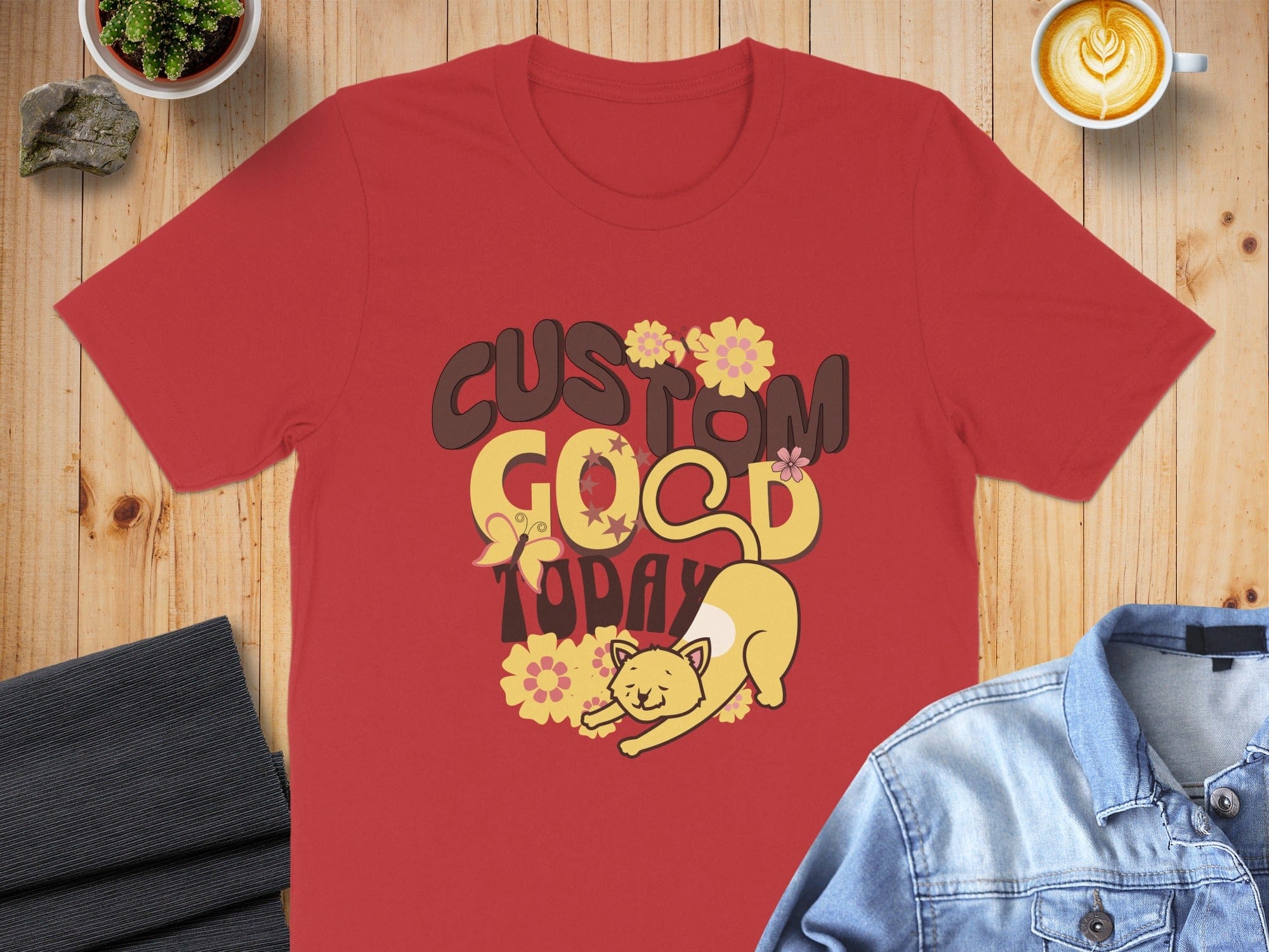 Custom Good Today Cute Cat Illustration T-shirt