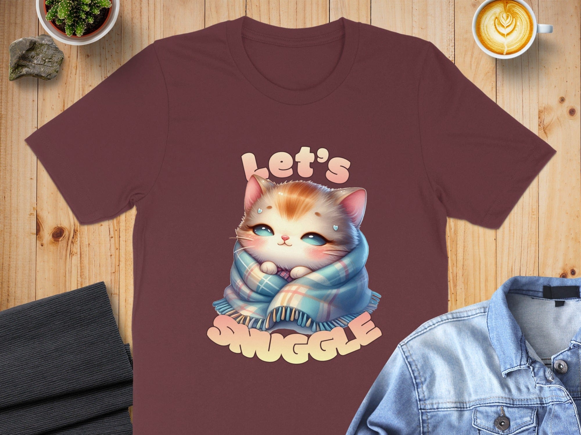 Let's Snuggle Cute Kitten with Blanket T-shirt