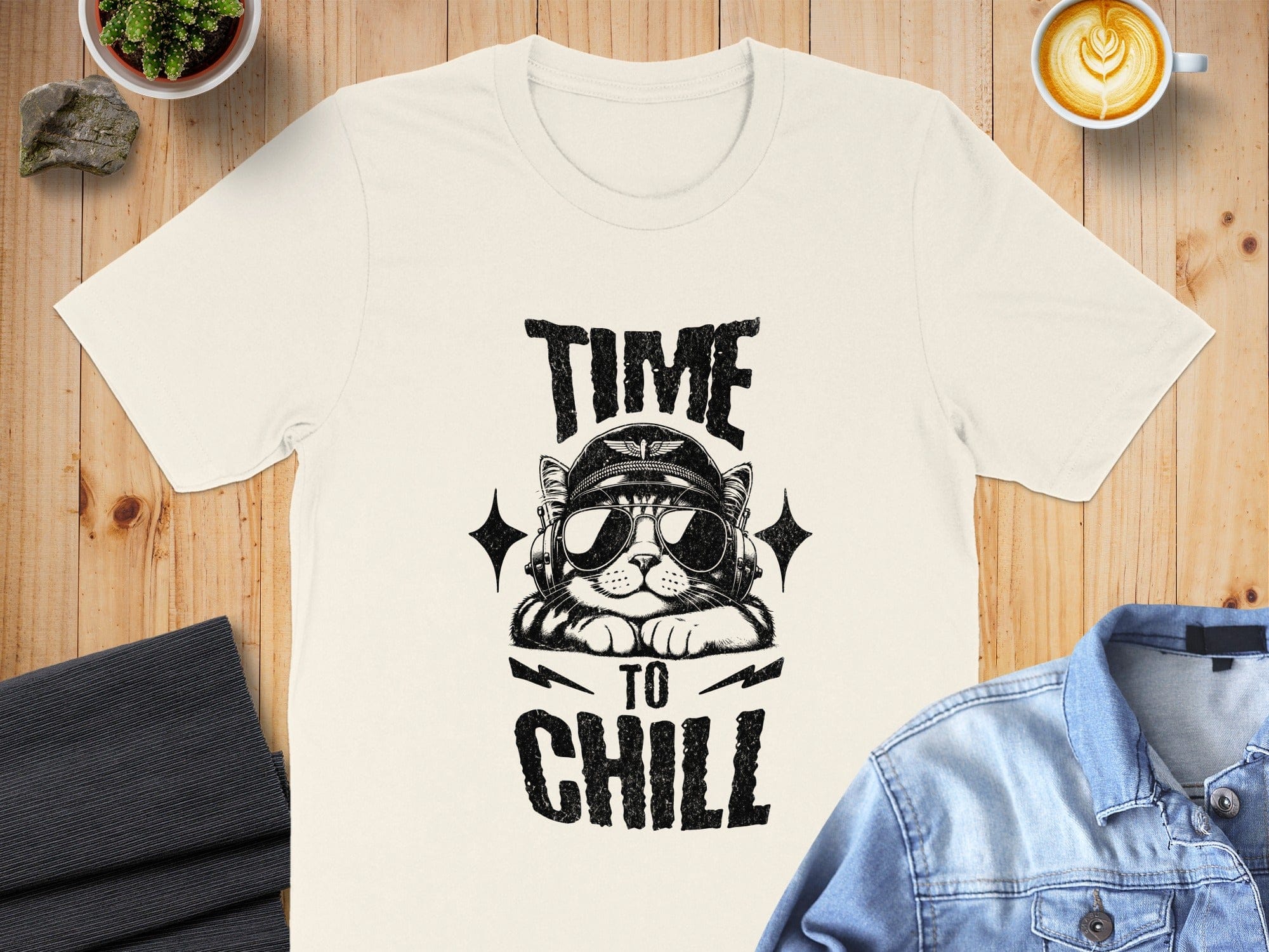 Stylish Time to Chill Cat Graphic Tee for Relaxed Vibes