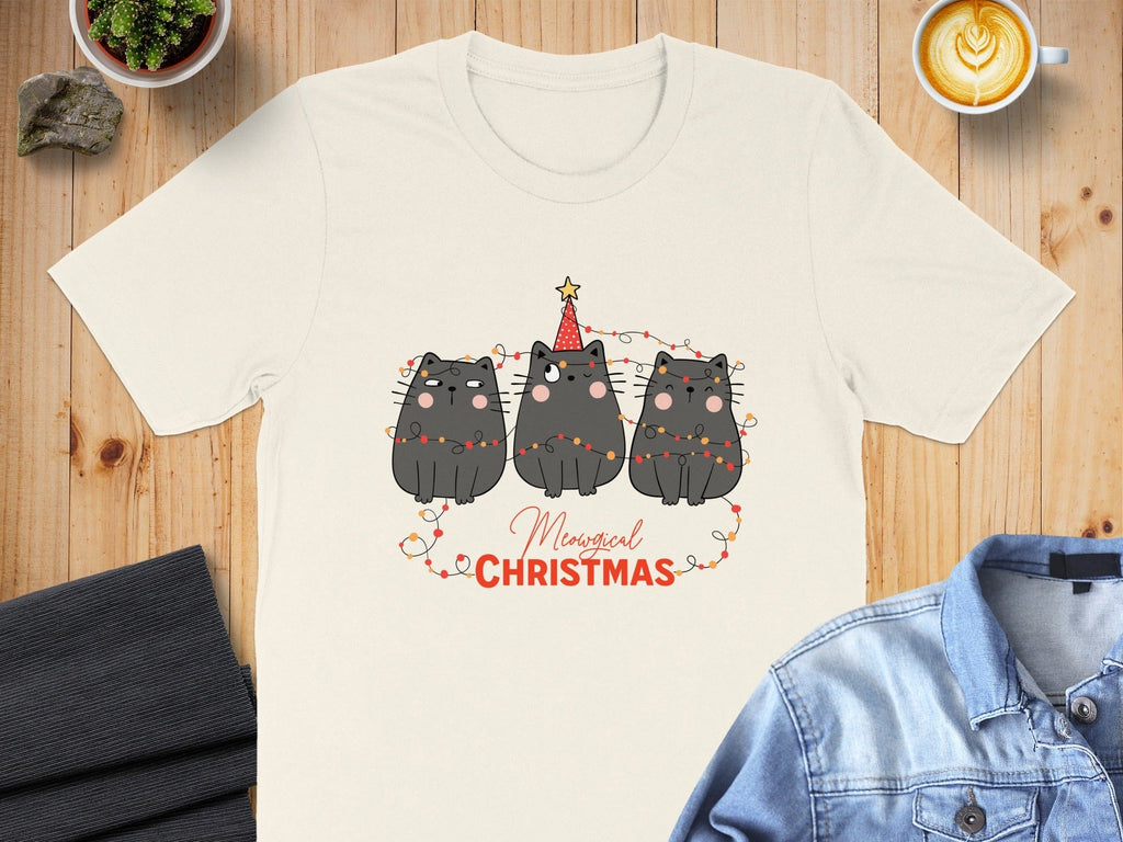 Meowy Christmas Cats Design Festive T-Shirt