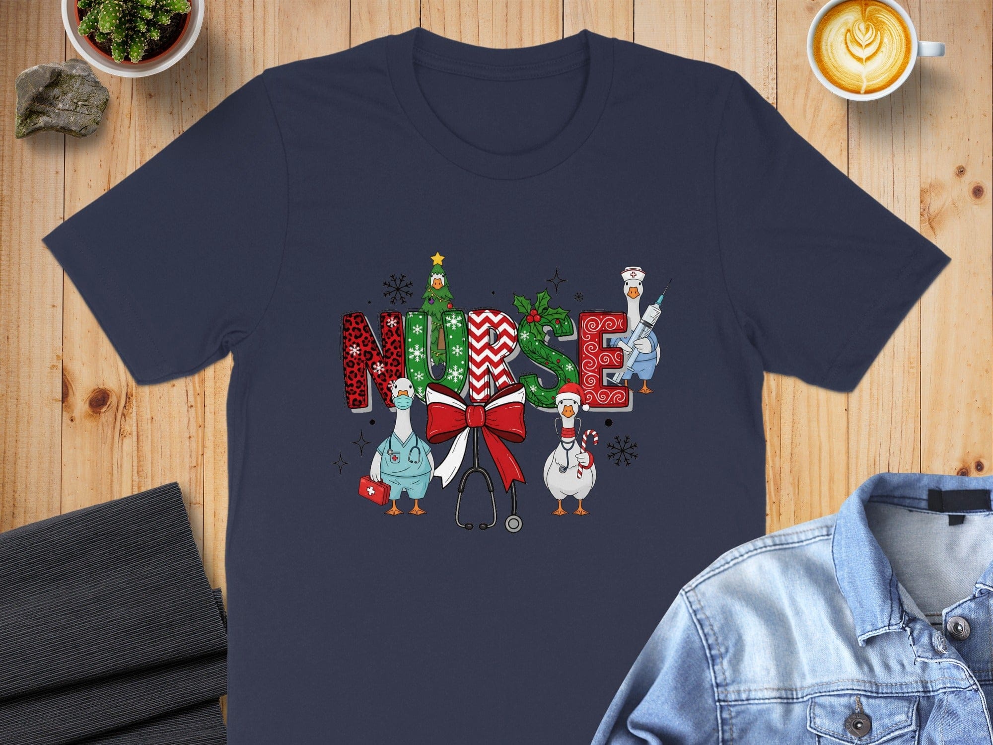 Christmas Nurse Themed Graphic T-Shirt