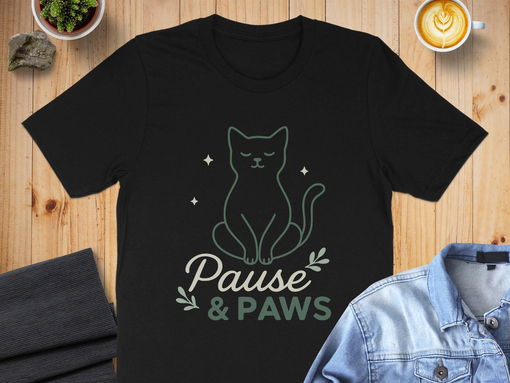 Pause & Paws Cat Design T-shirt