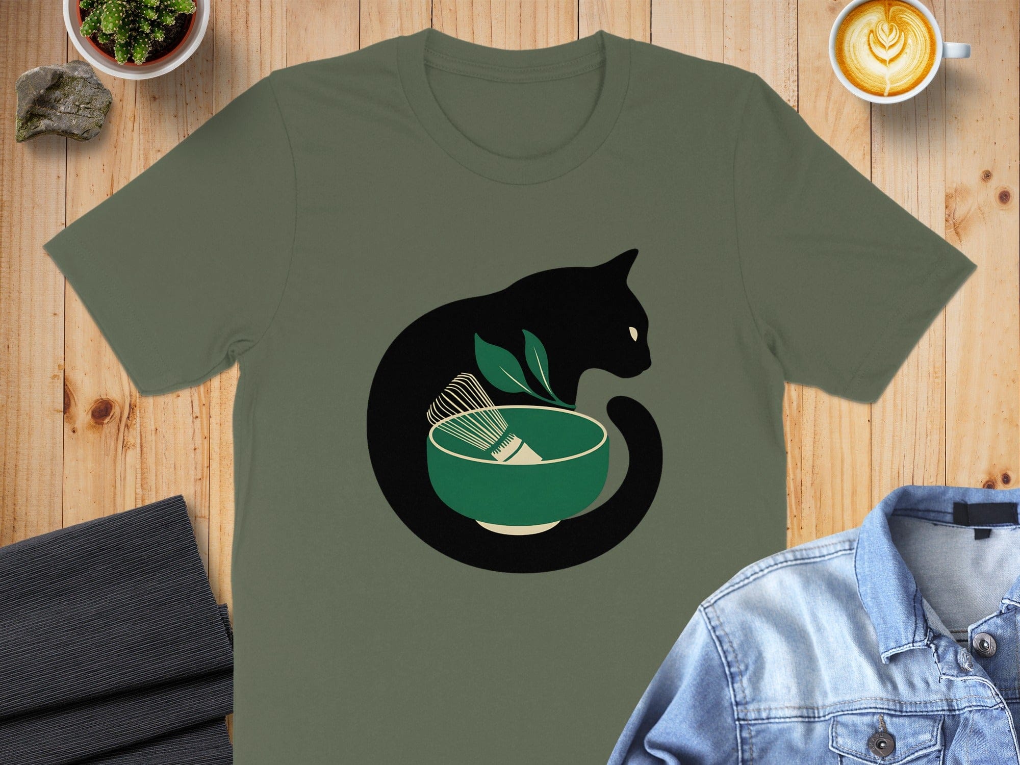 Matcha Cat Art T-Shirt
