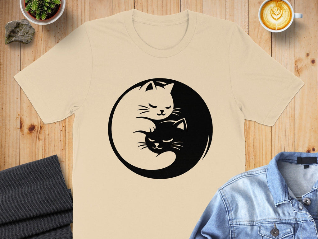 Yin Yang Cats Design on Stylish Unisex T-Shirt