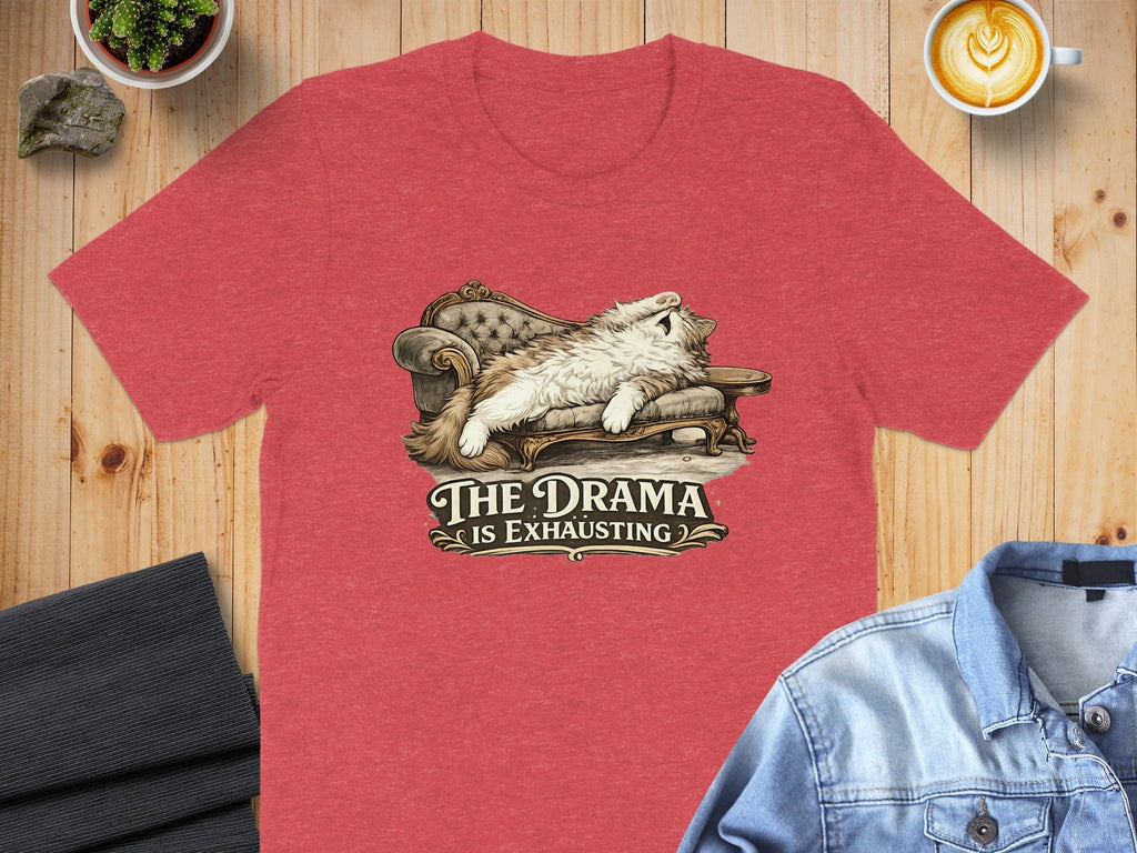 The Drama Is Exhausting Cat Illustration T-Shirt