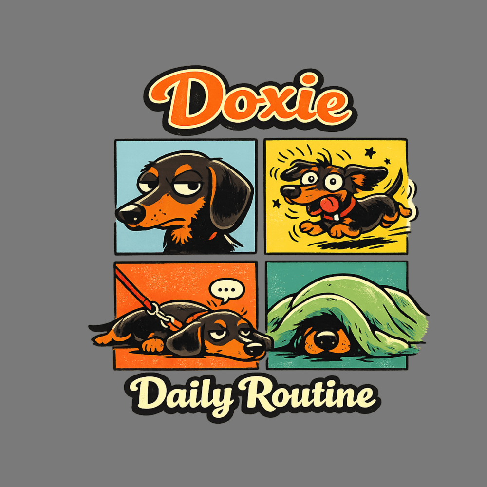 Doxie Daily Routine Funny Dog Illustration product