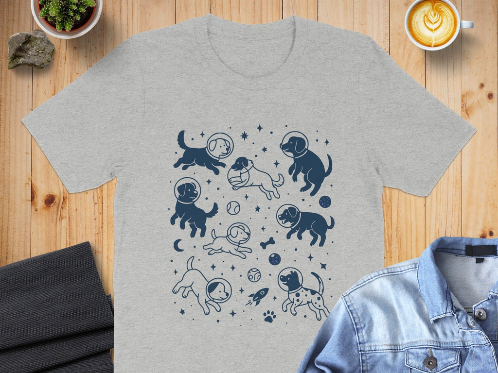 Cute Space Dogs Playful Graphic Design T-Shirt