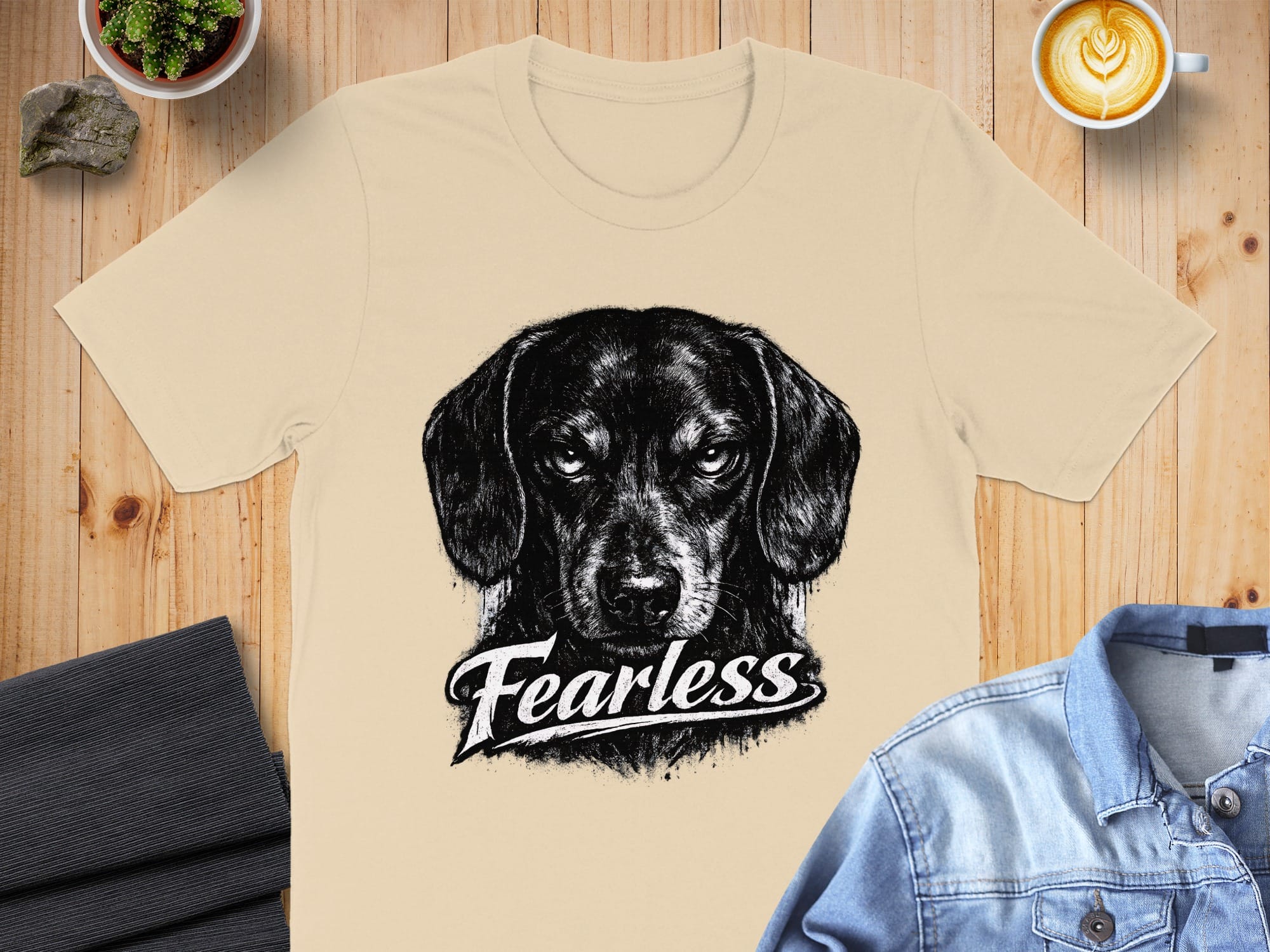 Fearless Dog Graphic Printed Short Sleeve T-shirt