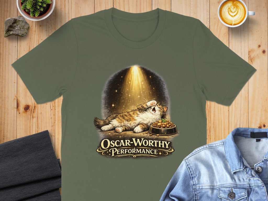 Oscar-Worthy Performance Cat Print T-Shirt for Pet Lovers
