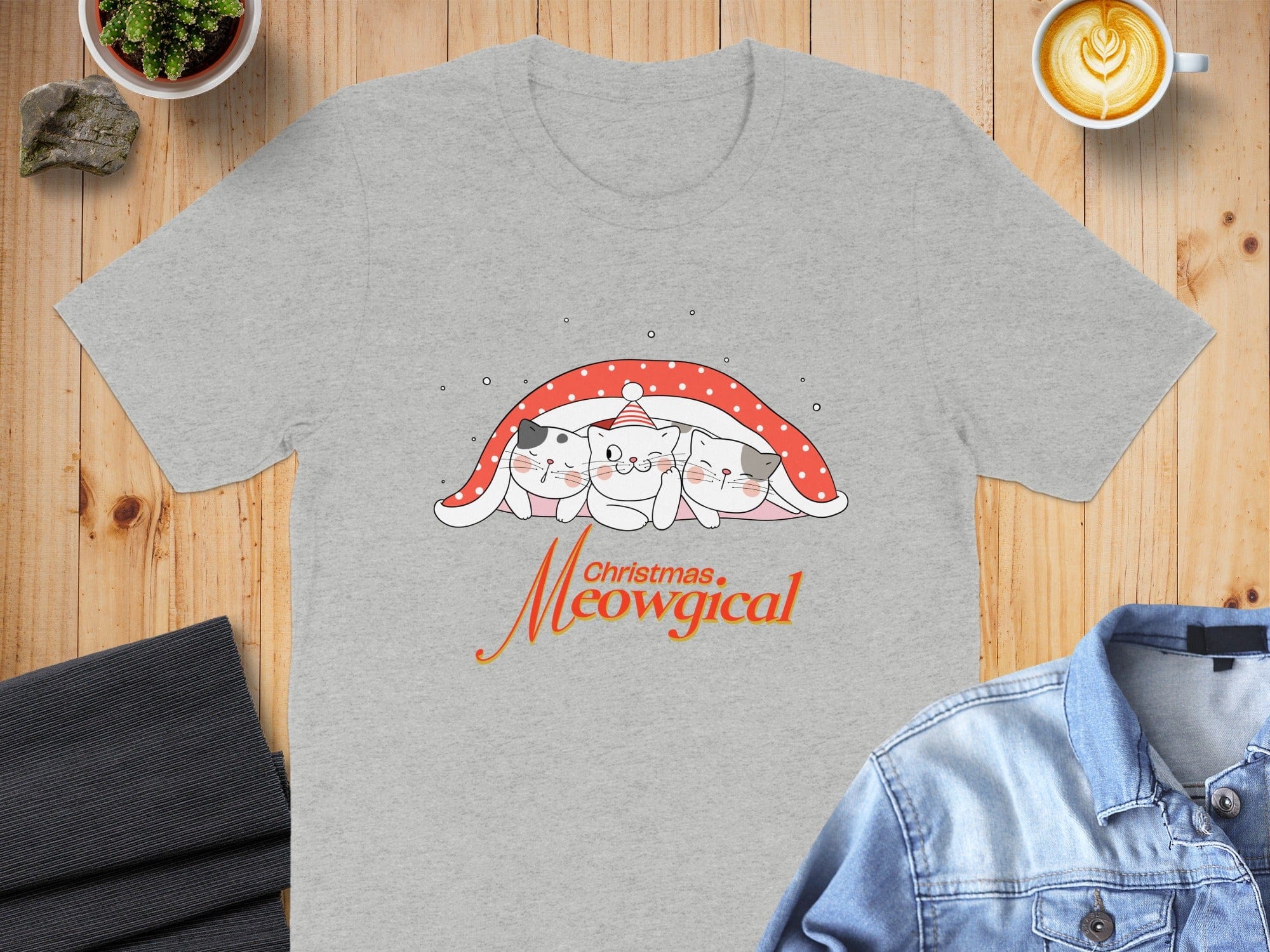 Christmas Meowgical Cat Design T-Shirt