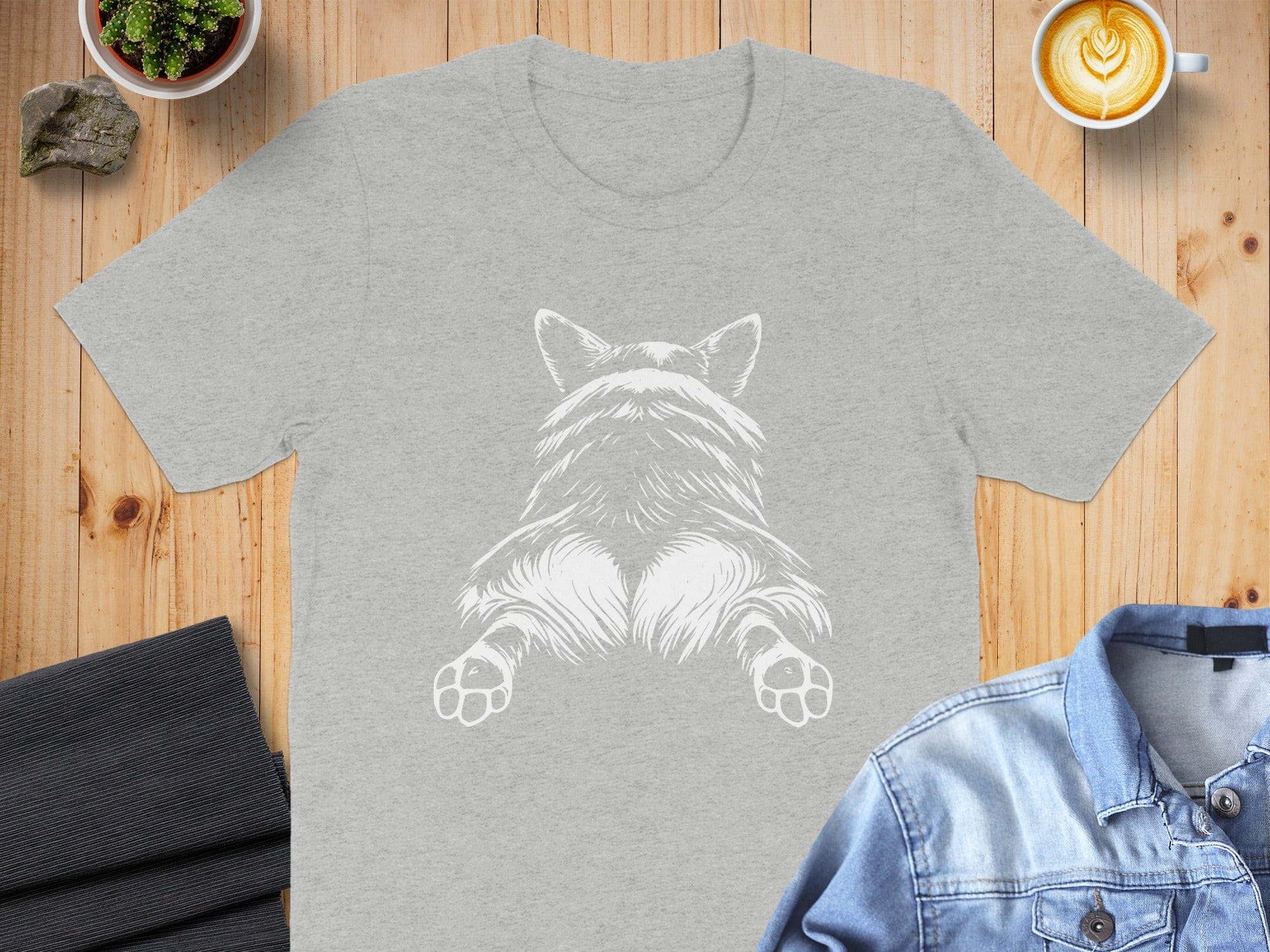 Cute Corgi Fluffy Butt Rear View Artwork T-shirt